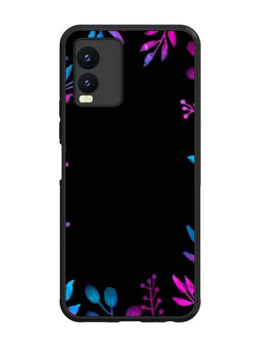 Flower Pattern Watercolor Glossy Metal Phone Cover for Vivo T1X