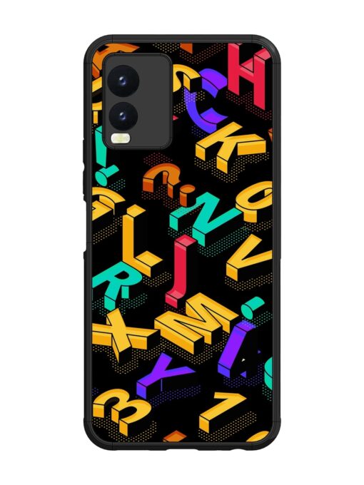 Seamless Pattern With Letters Glossy Metal Phone Cover for Vivo T1X