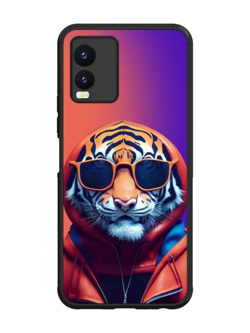 Tiger Animation Glossy Metal Phone Cover for Vivo T1X