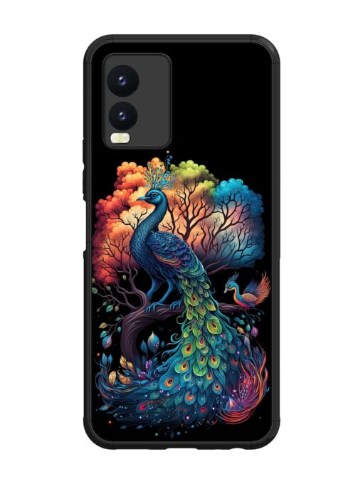 Peacock Tree Art Glossy Metal Phone Cover for Vivo T1X Zapvi