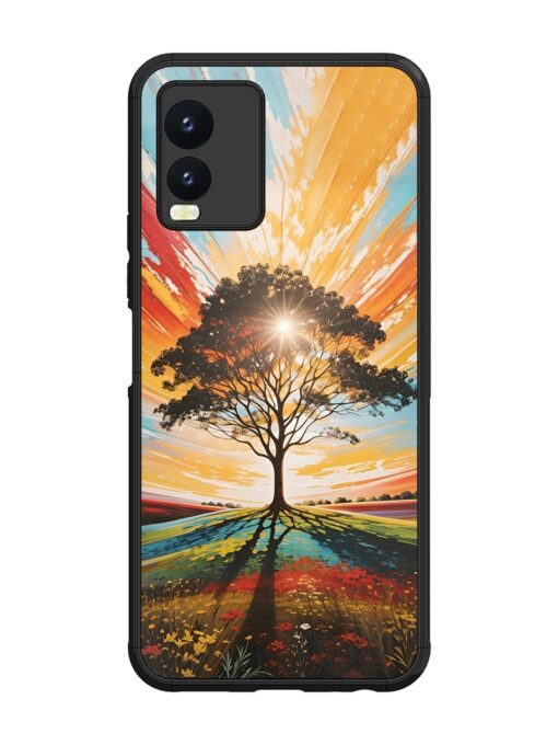 Abstract Tree Colorful Art Glossy Metal Phone Cover for Vivo T1X Zapvi