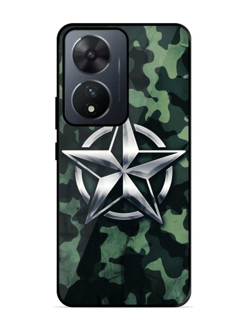 Indian Army Star Design Glossy Metal Phone Cover for Vivo T2 (5G)