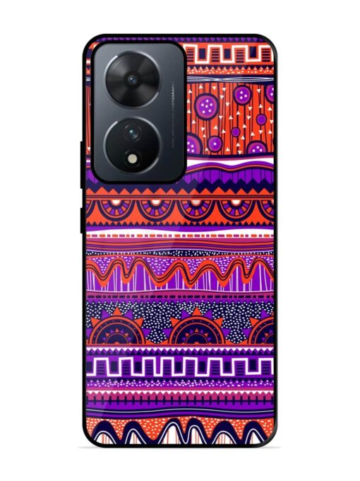 Ethnic Seamless Pattern Glossy Metal TPU Phone Cover for Vivo T2 (5G)