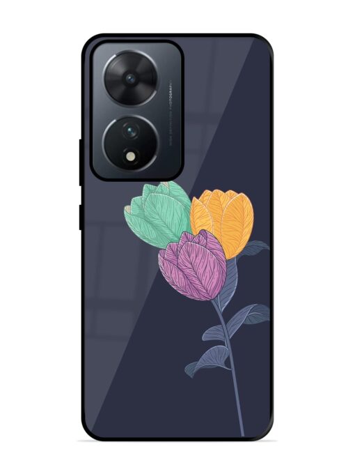 Flower Vector Glossy Metal Phone Cover for Vivo T2 (5G)