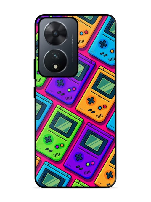 Game Seamless Pattern Glossy Metal Phone Cover for Vivo T2 (5G)