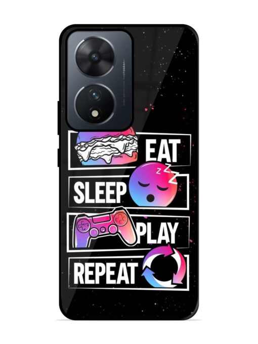 Eat Sleep Play Repeat Glossy Metal Phone Cover for Vivo T2 (5G)