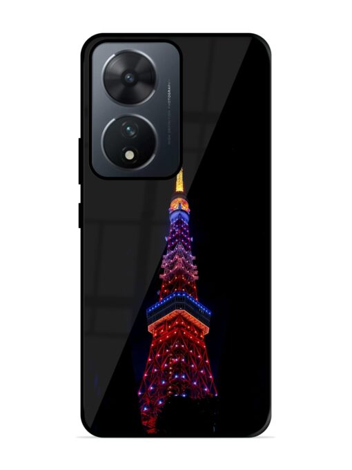 Eiffel Tower Night View Glossy Metal Phone Cover for Vivo T2 (5G)