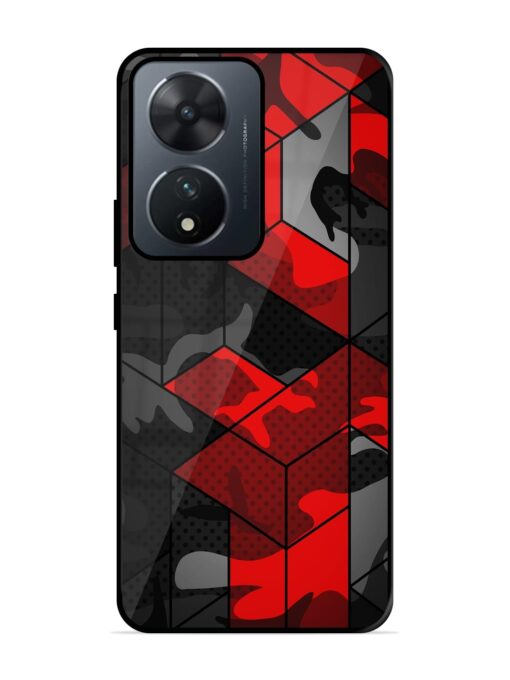 Royal Red Camouflage Pattern Glossy Metal Phone Cover for Vivo T2 (5G) Zapvi