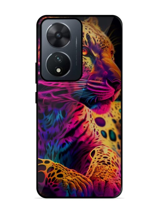 Leopard Art Glossy Metal Phone Cover for Vivo T2 (5G)