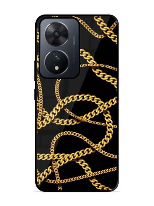 Decorative Golde Chain Glossy Metal Phone Cover for Vivo T2 (5G)