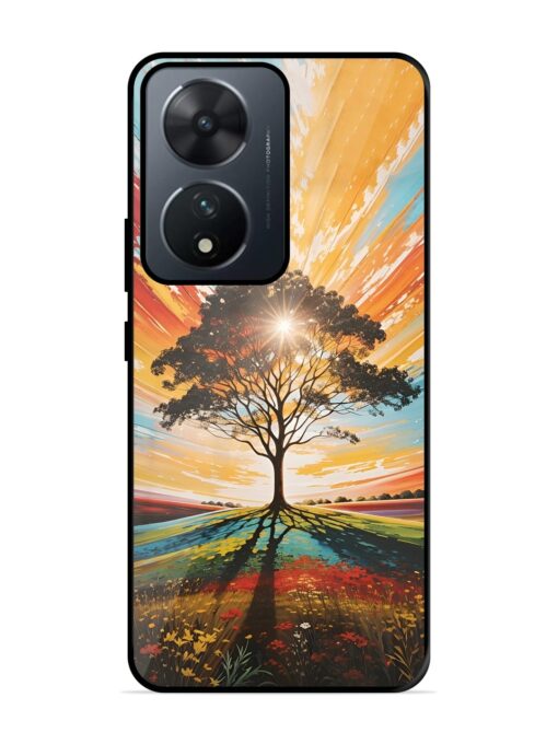 Abstract Tree Colorful Art Glossy Metal Phone Cover for Vivo T2 (5G)