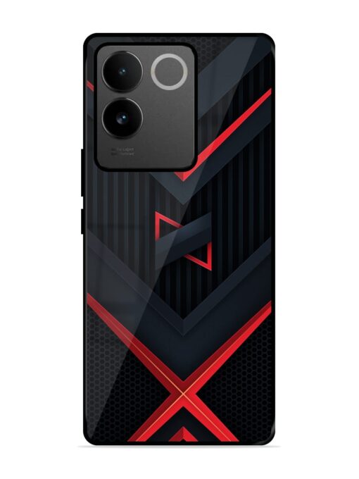 Red Gray Abstract Glossy Metal Phone Cover for Vivo T2 Pro (5G) Zapvi