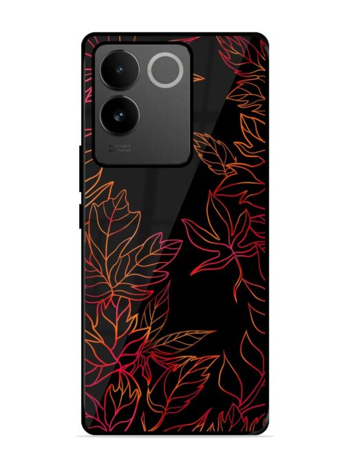 Red Floral Pattern Glossy Metal Phone Cover for Vivo T2 Pro (5G) Zapvi