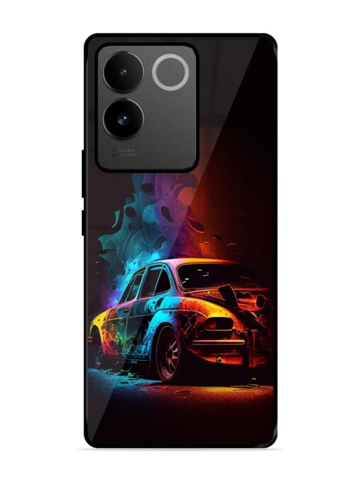 High Classic Car Art Glossy Metal Phone Cover for Vivo T2 Pro (5G) Zapvi