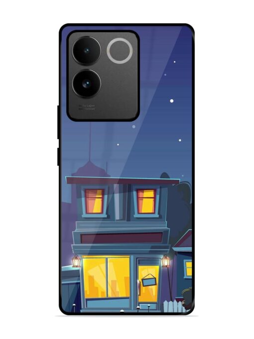 Vector Night House Glossy Metal Phone Cover for Vivo T2 Pro (5G) Zapvi