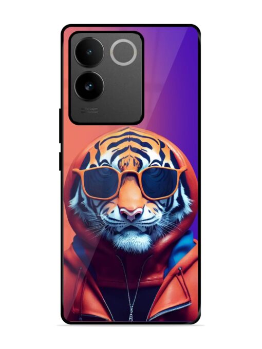 Tiger Animation Glossy Metal Phone Cover for Vivo T2 Pro (5G) Zapvi