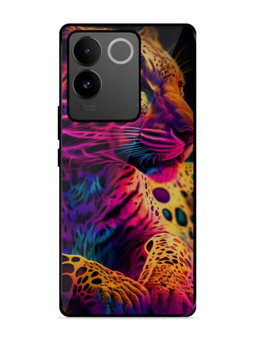 Leopard Art Glossy Metal Phone Cover for Vivo T2 Pro (5G) Zapvi