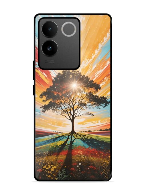 Abstract Tree Colorful Art Glossy Metal Phone Cover for Vivo T2 Pro (5G) Zapvi