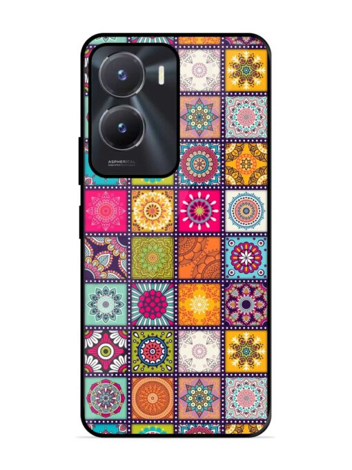 Seamless Pattern Vintage Glossy Metal Phone Cover for Vivo T2X (5G)