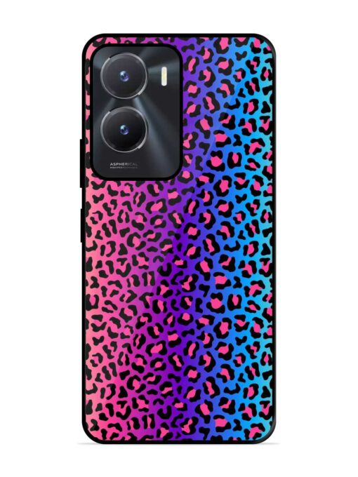 Colorful Leopard Seamless Glossy Metal Phone Cover for Vivo T2X (5G)