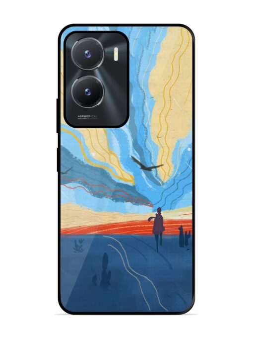 Minimal Abstract Landscape Glossy Metal Phone Cover for Vivo T2X (5G)