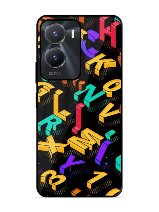 Seamless Pattern With Letters Glossy Metal Phone Cover for Vivo T2X (5G)