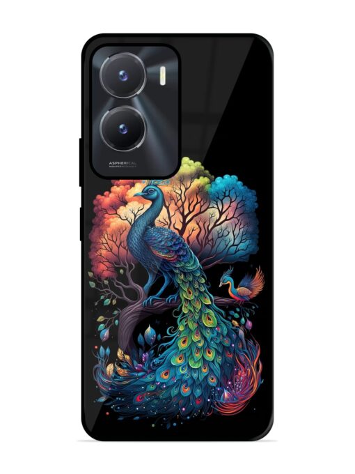 Peacock Tree Art Glossy Metal Phone Cover for Vivo T2X (5G)