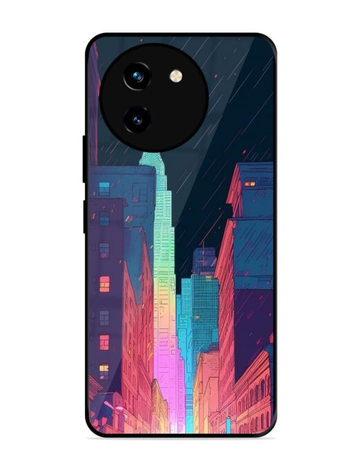 Minimal City Art Glossy Metal Phone Cover for Vivo T3X (5G) Zapvi