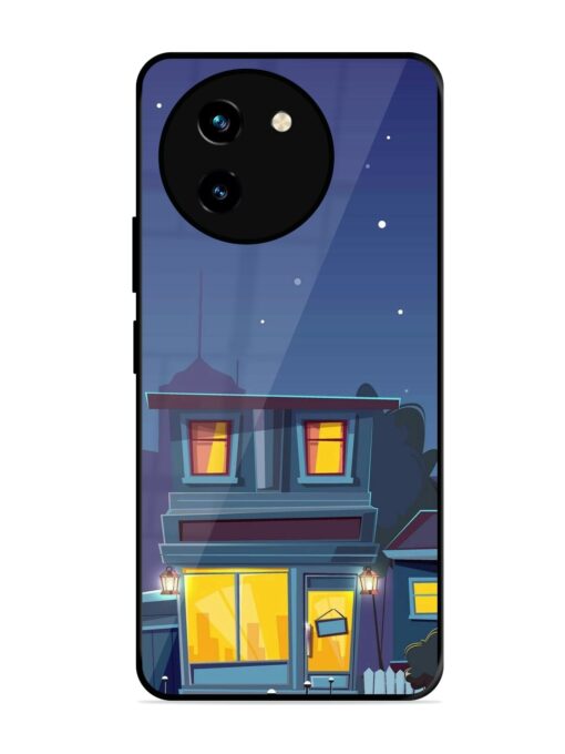 Vector Night House Glossy Metal Phone Cover for Vivo T3X (5G) Zapvi