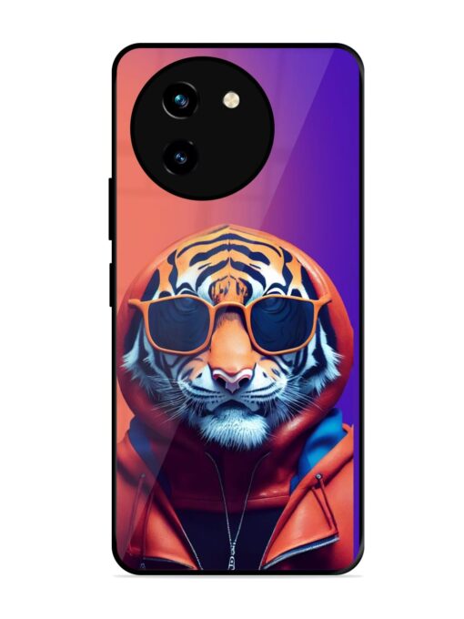 Tiger Animation Glossy Metal Phone Cover for Vivo T3X (5G) Zapvi