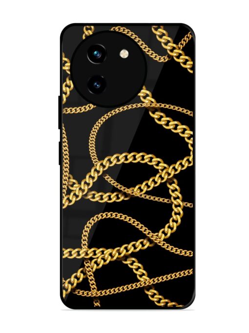 Decorative Golde Chain Glossy Metal Phone Cover for Vivo T3X (5G) Zapvi