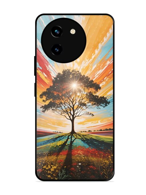 Abstract Tree Colorful Art Glossy Metal Phone Cover for Vivo T3X (5G) Zapvi