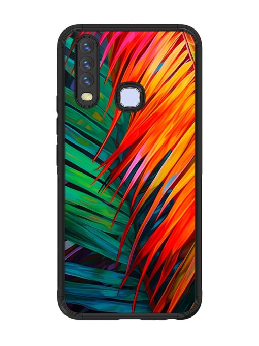 Painted Tropical Leaves Glossy Metal Phone Cover for Vivo U10 Zapvi