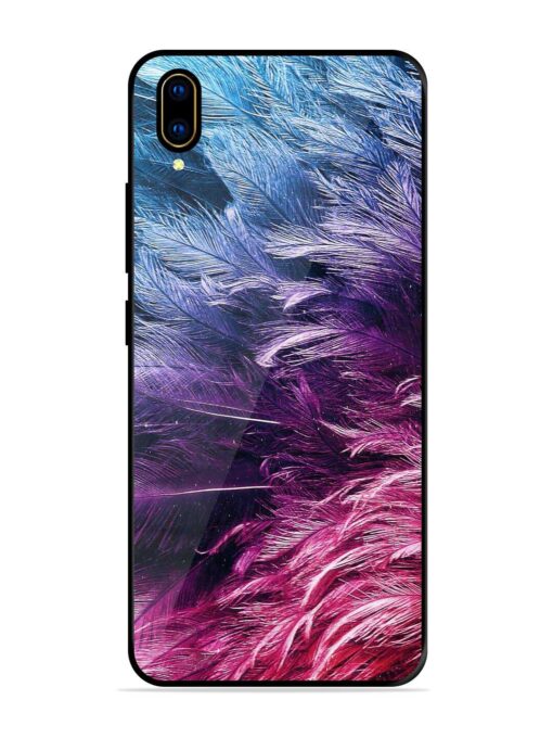 Light Grey Feather Background Glossy Metal Phone Cover for Vivo V11 Pro Zapvi