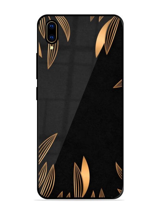 Golden Leaf Pattern Glossy Metal Phone Cover for Vivo V11 Pro Zapvi