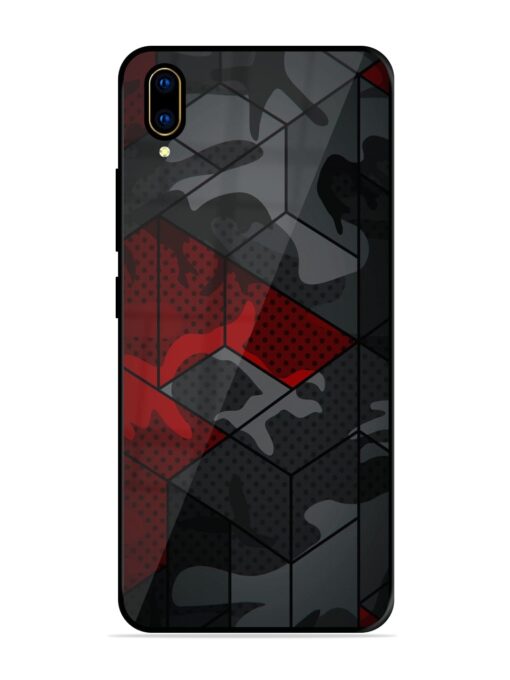 Red And Grey Pattern Glossy Metal Phone Cover for Vivo V11 Pro Zapvi