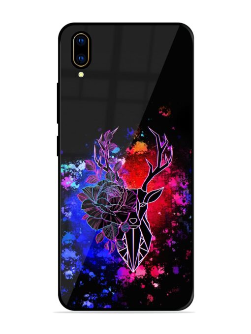 Floral Deer Art Glossy Metal Phone Cover for Vivo V11 Pro Zapvi