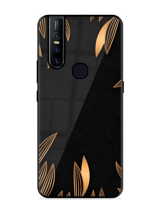 Golden Leaf Pattern Glossy Metal Phone Cover for Vivo V15 Zapvi