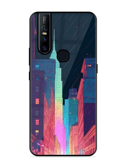 Minimal City Art Glossy Metal Phone Cover for Vivo V15