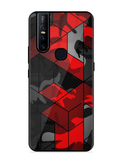 Royal Red Camouflage Pattern Glossy Metal Phone Cover for Vivo V15 Zapvi