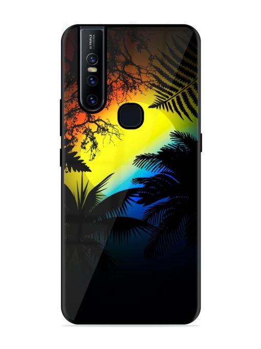 Colorful Sunset With Palm Trees Glossy Metal Phone Cover for Vivo V15 Zapvi