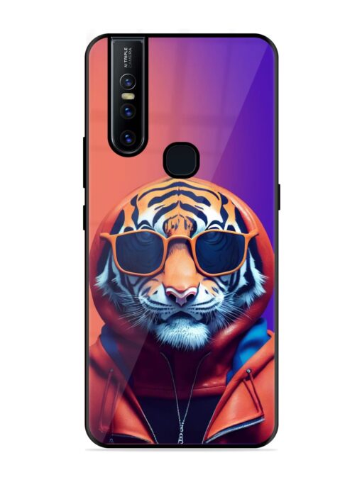 Tiger Animation Glossy Metal Phone Cover for Vivo V15 Zapvi