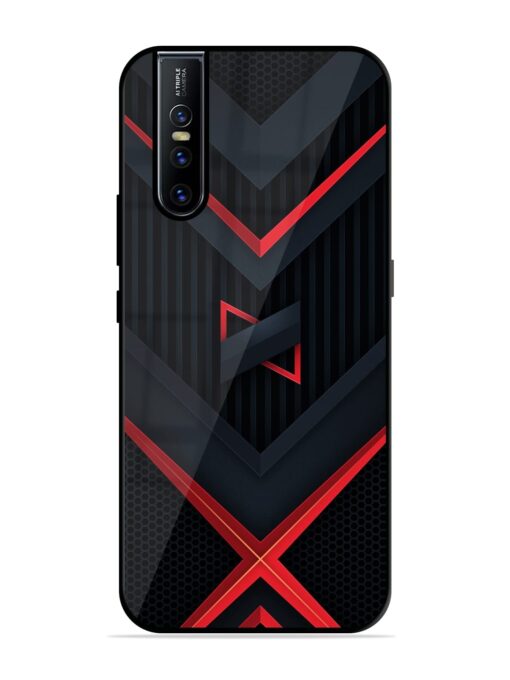 Red Gray Abstract Glossy Metal Phone Cover for Vivo V15 Pro Zapvi