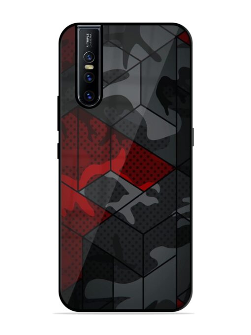 Red And Grey Pattern Glossy Metal Phone Cover for Vivo V15 Pro Zapvi