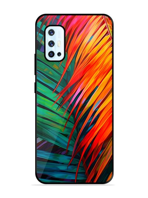 Painted Tropical Leaves Glossy Metal Phone Cover for Vivo V17 Zapvi