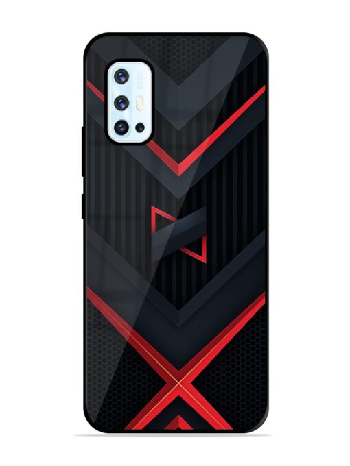 Red Gray Abstract Glossy Metal Phone Cover for Vivo V17 Zapvi