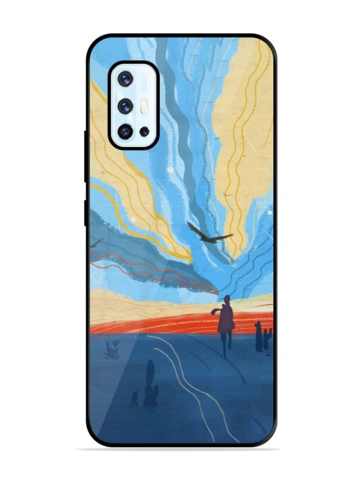 Minimal Abstract Landscape Glossy Metal Phone Cover for Vivo V17 Zapvi