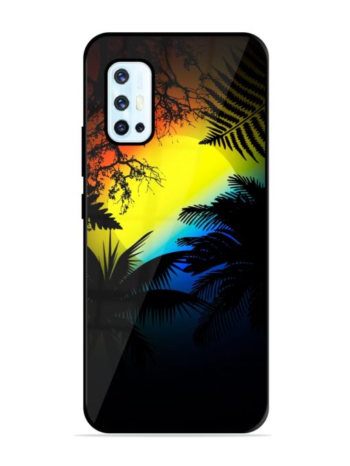 Colorful Sunset With Palm Trees Glossy Metal Phone Cover for Vivo V17 Zapvi