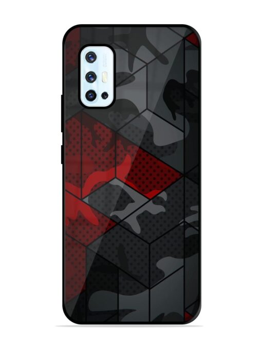 Red And Grey Pattern Glossy Metal Phone Cover for Vivo V17 Zapvi