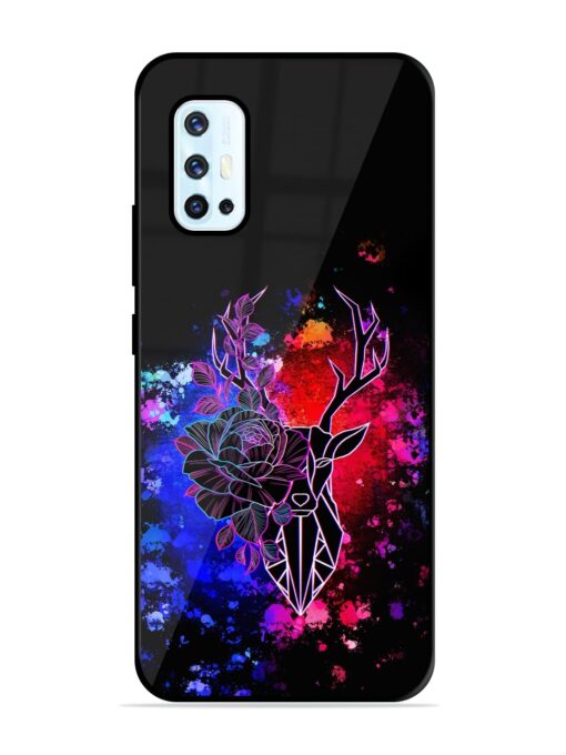 Floral Deer Art Glossy Metal Phone Cover for Vivo V17 Zapvi